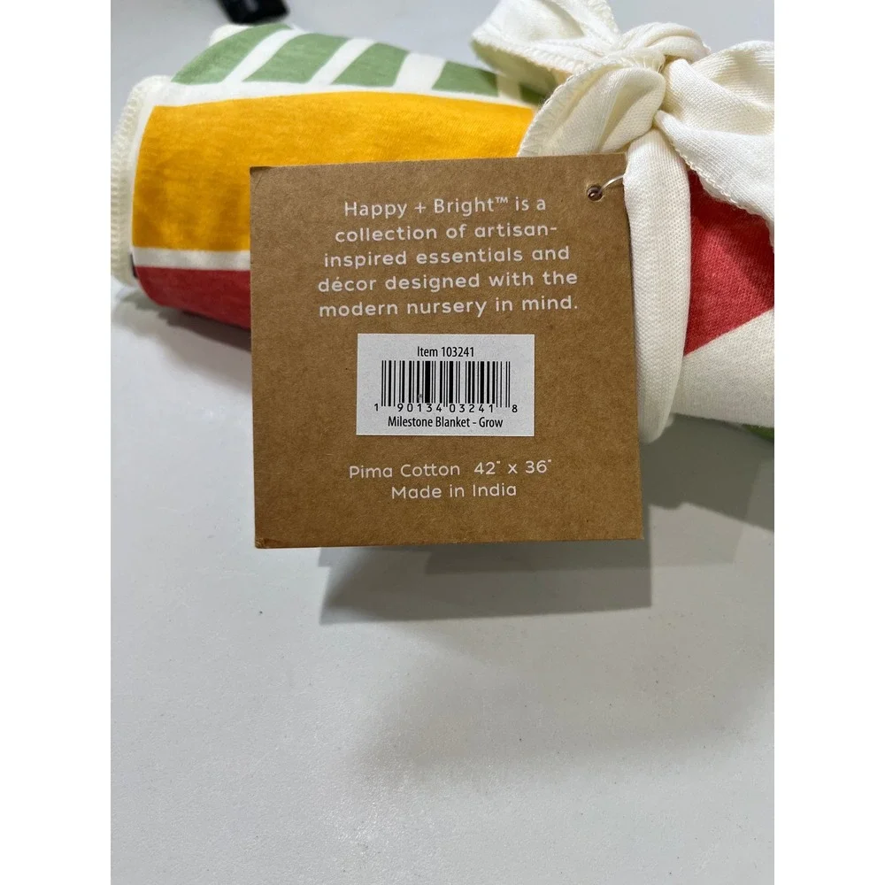 NEW Primitives By Kathy Milestone Blanket Rainbow Cotton Nursery Photo Prop Gift